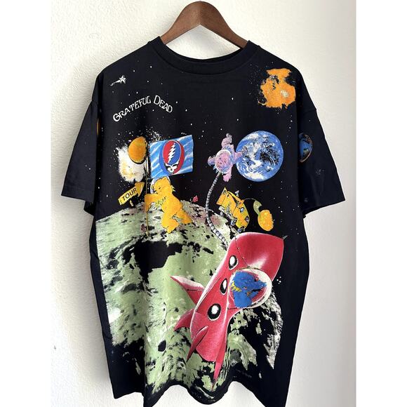 Grateful Dead All Over Print 1995 Vintage T-shirt Reprint Liquid Blue Tag - Picture 1 of 7